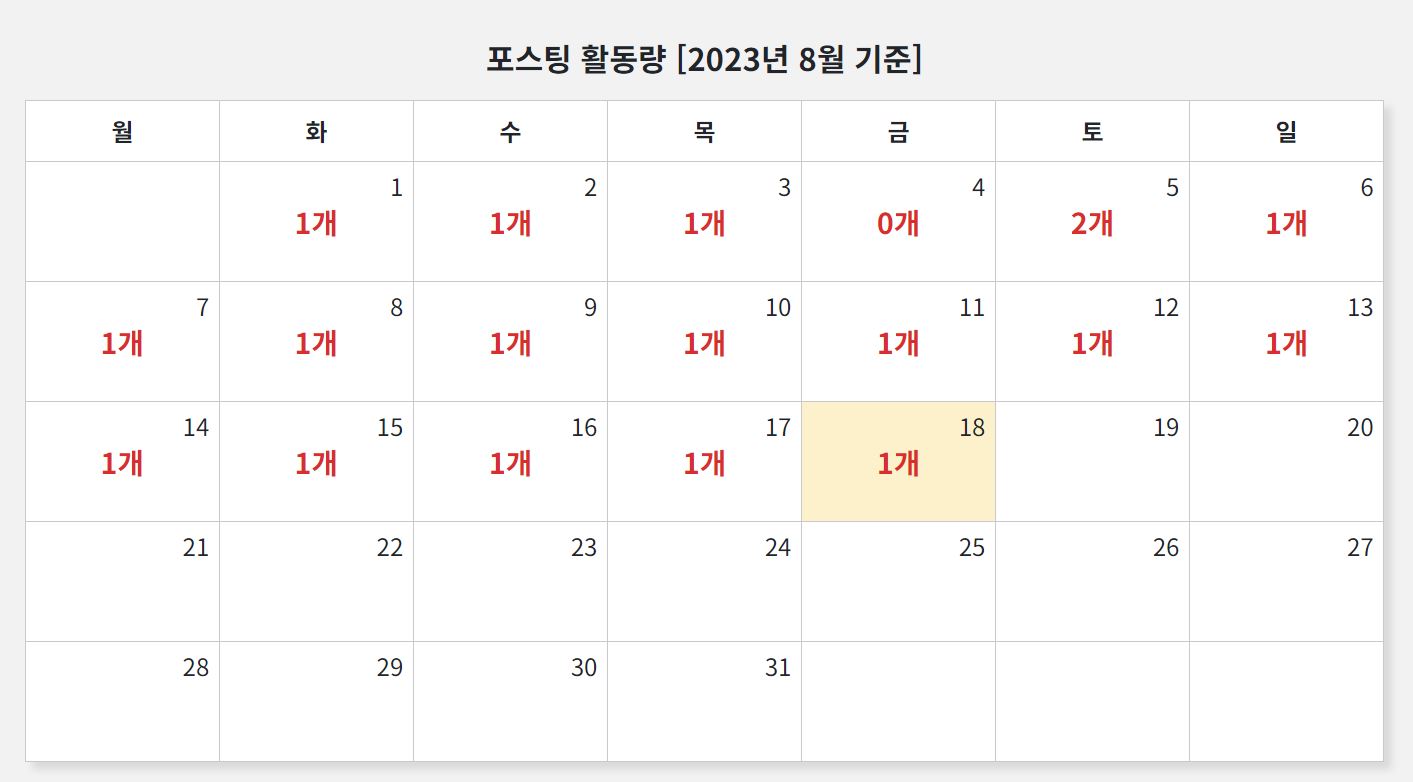 디장고 달력 결과화면