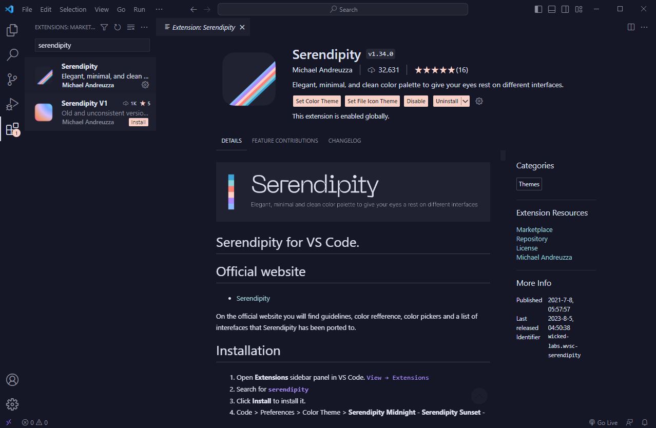 VScode 테마 Serendipity